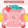 Skirfy 2-in-1 Play Sink with Running Water, Kids Play Kitchen with Accessories and Fishing Equipment, Pretend Play Electric Dishwasher Toys - 4 of 4