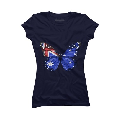 Junior's Design By Humans Butterfly Flag Of Australia By GiftsIdeas T-Shirt