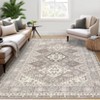5 x 7 ft Chenille Natural Rectangular Living Room Bedroom Dining Room Office Floral Print Vintage Machine Washable Area Rug - 3 of 4