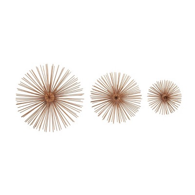 Set of 3 Contemporary Glass Copper Framed Wall Canvas - CosmoLiving by Cosmopolitan