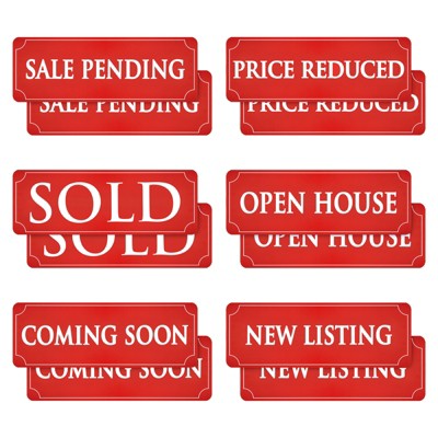 Juvale 12 Pack Magnetic Real Estate Signs, Sold, Open House, New Listing, Sale Pending, 17x6 in