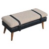 TiramisuBest Contemporary Bench in Silver Metal and Camel Faux Leather, 18.0"L Entryway Bench - 2 of 4