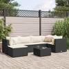 vidaXL 7 Piece Patio Lounge Set - PE Rattan/Steel, Cushioned Seats with Glass Tabletop, Black, Modular, Garden/Outdoor Furniture - 2 of 4