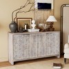 NicBex 59.84" Farmhouse 4-Door Sideboard,Kitchen Storage Cabinets with Hexagonal Pattern and Metal Handle for Kitchen and Dining Room,Brown - 2 of 4