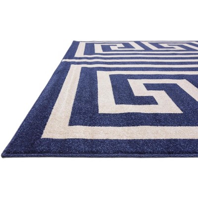 Navy Blue Geometric 6' x 9' Handmade Synthetic Area Rug