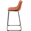 HomeRoots Set of Two 29" Burnt Orange and Black Shearling and Steel Bar Height Bar Chairs - 4 of 4