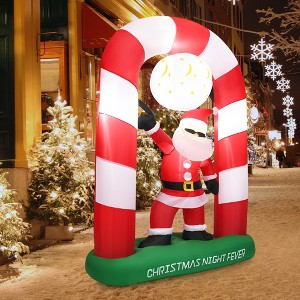 Costway 7.5 FT Inflatable Christmas Lighted Santa Claus Stand on Archway Yard Decoration - 1 of 4
