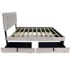 ORRD Queen Upholstered Storage Bed with Trundle - No Box Spring Needed, Modern Platform Bed with Pull-Out Drawers for Extra Space（Beige） - 3 of 4