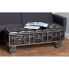 Industrial Wood and Faux Leather Storage Bench On Wheels Black - Olivia & May: Rectangle, Polyurethane Upholstery, Spot Clean - 2 of 4