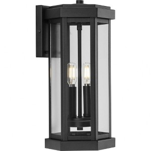 Progress Lighting Ramsey Collection 2-Light Outdoor Wall Lantern in Textured Black, Steel, Clear Glass Panels - 1 of 1