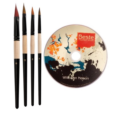 Creative Mark Beste Golden Taklon Assorted Shape #6 - 2 Pack Artist Brush, Professional Watercolor Brushes, For Acrylic Painting, Short Handle, Sharp