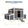 Outdoor Wooden Chicken Coop, 55" Large Hen House with Nesting Boxes & Openable Roof, Poultry Cage for 4-6 Chickens, Rabbit Hutch Chicken Nesting Box - 3 of 4