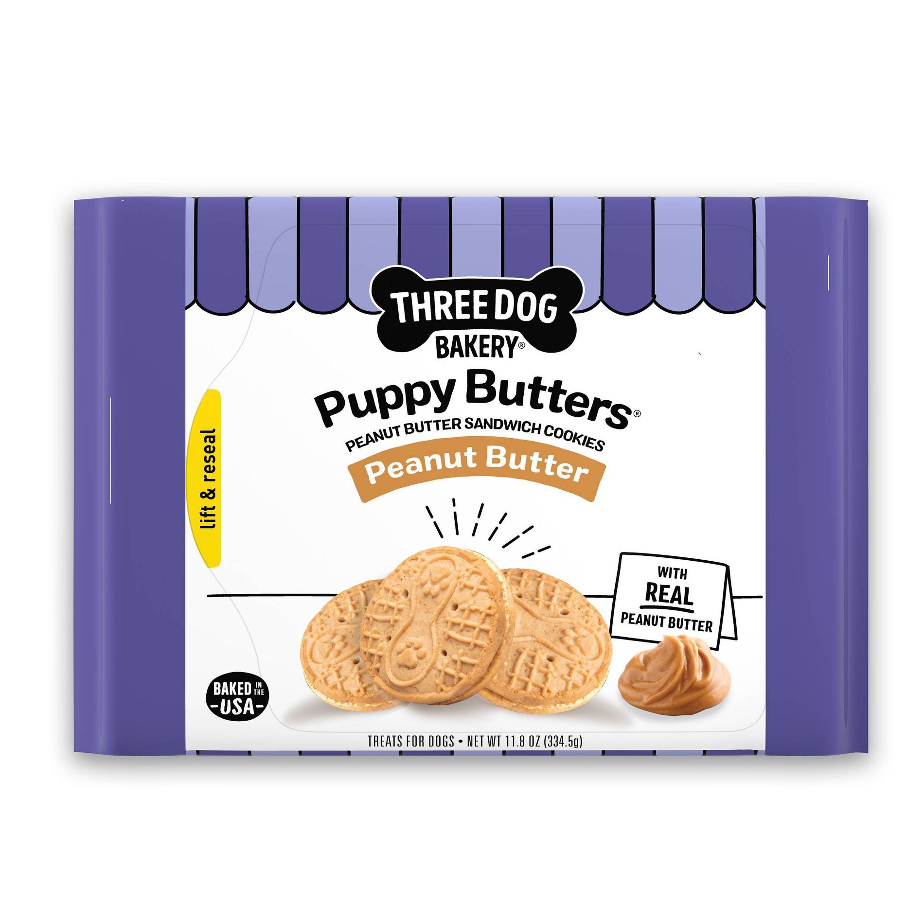Three Dog Bakery Puppy Peanut Butter Dog Treats - 11.8oz