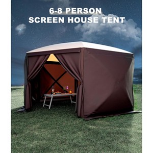 12x12 ft Pop Up Canopy Tent,Instant Outdoor Shade Shelter for Camping, Lawn, 6-Sided Screened Gazebo with Mesh Windows & Carry Bag - 1 of 4
