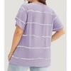 Plus Size Tops for Women V Neck Tops Stripes T-Shirt with Flutter Short Sleeve Plus Size Summer A Line Flowy Casual Tops - 2 of 2