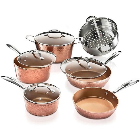 Gotham Steel Kitchen-in-a-box 25 Piece Cookware set, Non-stick Pots & Pans  with Utensils, Red/Copper - Yahoo Shopping