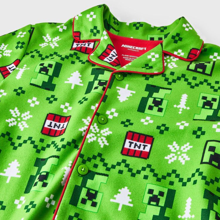 Boys' 2pc Minecraft Creeper Holiday Coat Pajama Set - Green L : Target