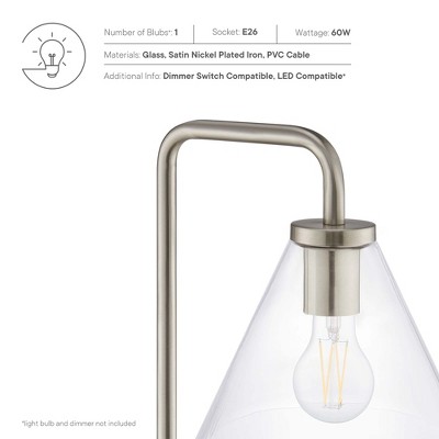 Element Satin Nickel Glass and Metal Arc Floor Lamp