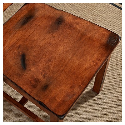 Distressed Dark Oak Wood Dining Kitchen Chairs, Set of 2 - Saracina Home, Dark Brown