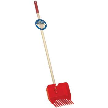 Little Giant Easy Scoop Pet Lodge Outdoor Pooper Scooper for Dog or Puppy Waste Removal with Durable Wooden Handle and Basket, Red