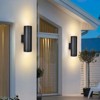 (Set of 2) Rennnsan Crensel 13"H Hardwired Cylinder Aluminum Modern LED Dimmable Outdoor Wall Sconce in Black - 2 of 4