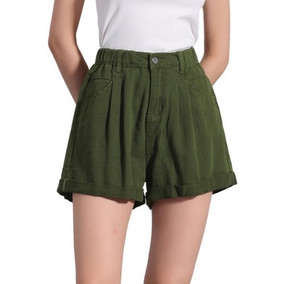 Allegra K Women's Elastic High Waist Casual Summer Denim Shorts with Pockets