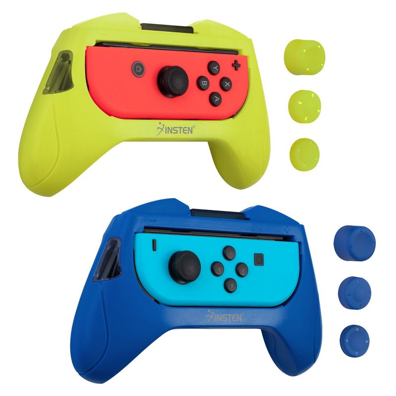 Insten 2 Pack Controller Grips Compatible with Nintendo Switch Joy-Con Controllers, Dark Blue, Neon Yellow, 1 of 12
