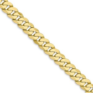 Black Bow Jewelry Men's 6.25mm 10k Yellow Gold Flat Beveled Curb Chain Necklace - 1 of 4