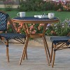 Emma & Oliver Colmar Indoor/Outdoor Bistro Style 31.5 in. Table with PE Rattan, Glass Top, and Bamboo Finished Metal Frame - 2 of 4