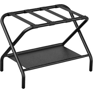Luggage Rack, Foldable Suitcase Stand with Fabric Storage Shelf, Luggage Holder with 4 Nylon Straps - 1 of 4