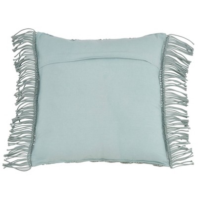 18" Mint Macramé Square Cotton Throw Pillow