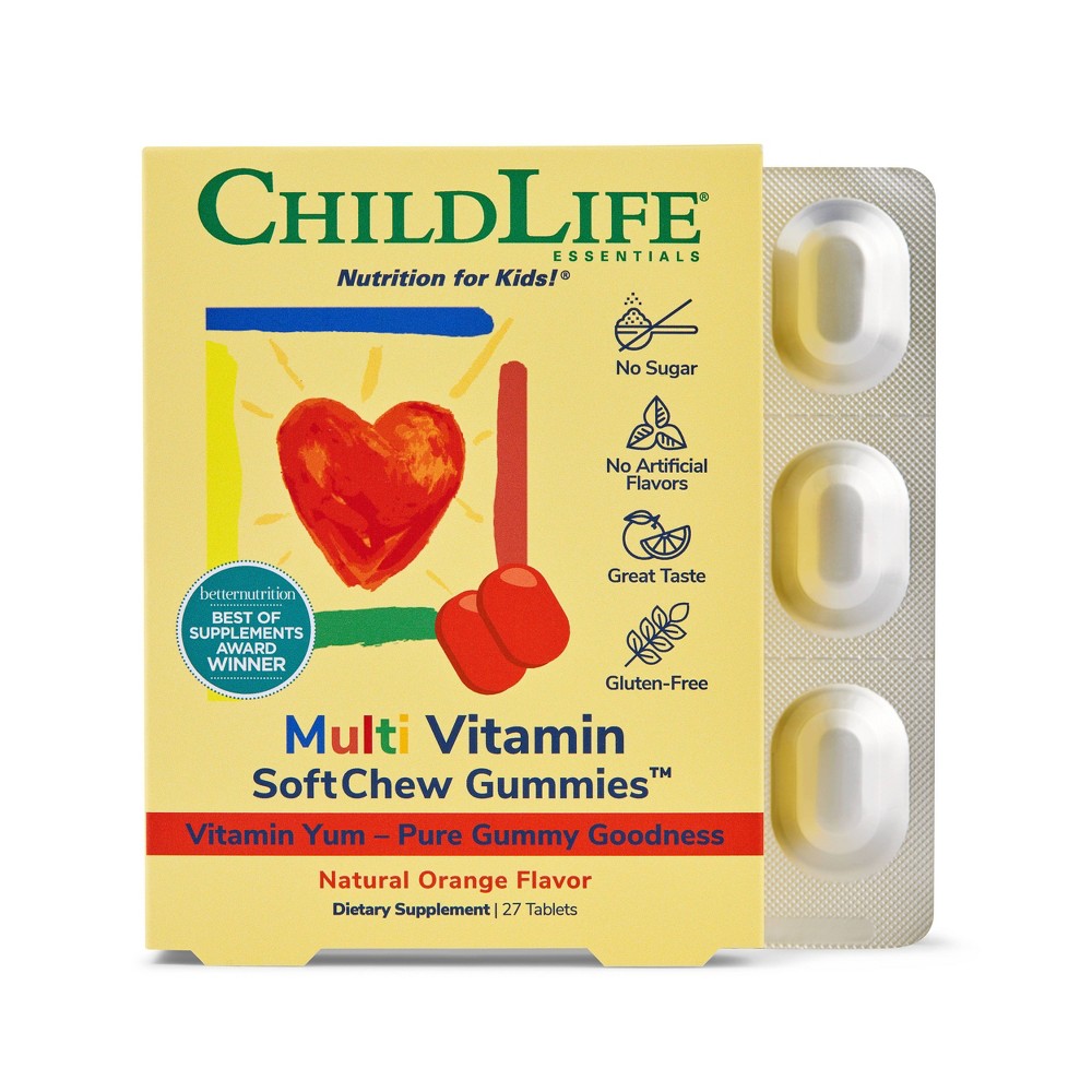 Photos - Vitamins & Minerals ChildLife Essentials Multivitamin Soft Chews Gummies - 27ct: Certified Gluten-Free, Wheat Free, Soy-Free, Non-GMO 