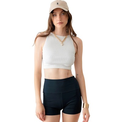Slickblue Women's High Waist 3" Biker Shorts, Solid Color, Tapered Waist, Activewear, Size XS, Navy