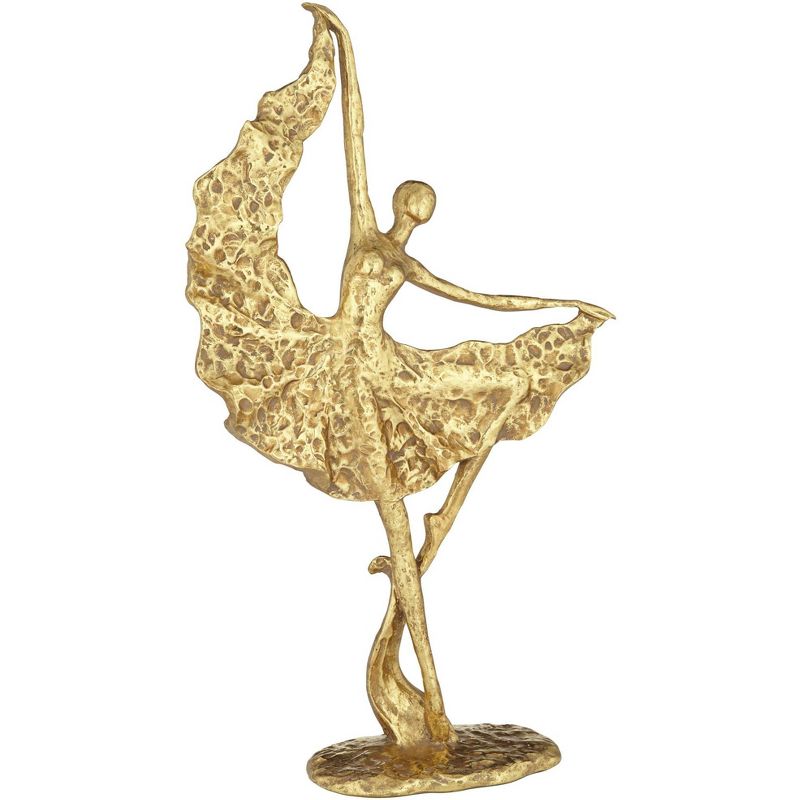 Studio 55D Dancer with Skirt 17 1/2" High Shiny Gold Statue, 4 of 8
