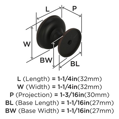 Oil-Rubbed Bronze Round Cabinet Knob with Mounting Hardware