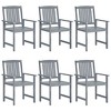 vidaXL Garden Chair Set of 6 Grey Solid Acacia Wood, Polyester Medium - 3 of 4