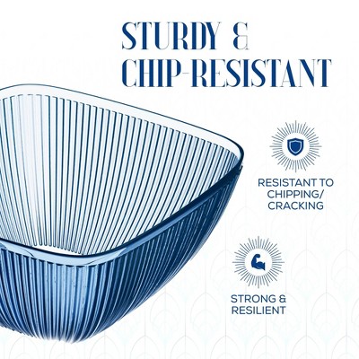Indigo Blue Ribbed Acrylic Large Serving Bowl, 113-Ounce