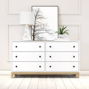 Prepac Nordik 6 Drawer Bedroom Dresser White/Oak - 1 of 4