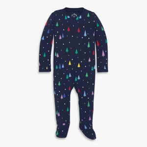 Primary Baby Organic Zip Footie In Holiday Prints - 1 of 1