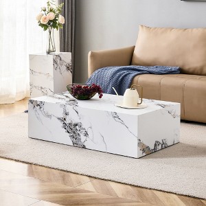 NicBex Contemporary Rectangular Textured-Pattern Coffee Table,Minimalist Center Table for Living Room,Living Room Furniture - 1 of 4