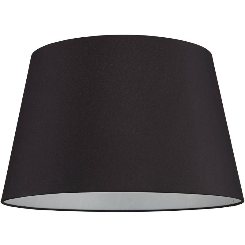 Springcrest Black Faux Silk Large Tapered Drum Lamp Shade 15" Top x 19.5" Bottom x 12" Slant x 12" High (Spider) Replacement with Harp and Finial, 4 of 9