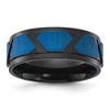 Chisel Titanium Brushed and Polished Black and Blue IP-plated 8mm Band Ring - 2 of 4