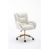 Velvet/Teddy Fabric 360 Swivel Home Office Chair With Gold Metal Base And Universal Wheels, Height-Adjustable Task Chair 4L - ModernLuxe - 4 of 4