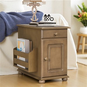 Mshliw Flip Top End Table with USB, Cup Holder Drawer, Bookshelf and Storage Cabinet for Sofa, Bedroom or Small Space - 1 of 4