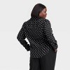 Women's Long Sleeve Collared Button-Down Shirt - A New Day™ Black Polka Dots - 2 of 3