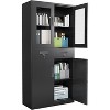 Acekool 71" Storage Cabinet with Glass Doors, Adjustable Shelves and Lockable Drawers, Vertical Metal Organizer for Home Office, Garage, Utility Room - 2 of 4