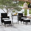 vidaXL 5 Piece Patio Bistro Set - Poly Rattan Outdoor Dining Set with Tempered Glass Table, Weather-Resistant, Black/Cream - 2 of 4