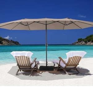 GustoWave Outdoor 15FT Double-Sided Patio Umbrella with Base - 1 of 4
