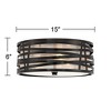 Possini Euro Design Cassia Modern Industrial Ceiling Light Flush Mount Fixture 15" Gloss Black 3-Light Champagne Shade for Bedroom House - 4 of 4