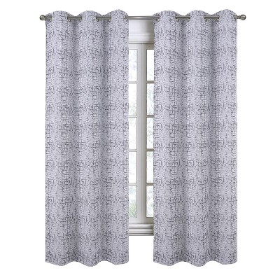 RT Designers Collection Luca Jacquard Grommet Curtain Panel Pair 36" x 84" Charcoal